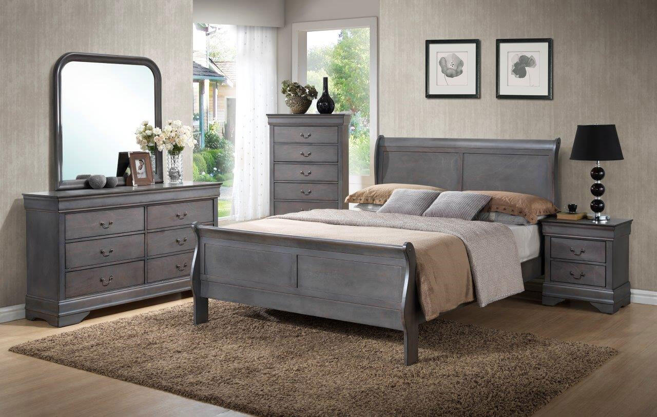 driftwood gray louis philippe bedroom collection: king 5pc collection